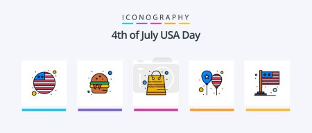 Illustration for Usa Line Filled 5 Icon Pack Including usa. invitation. army. ice cream. cream. Creative Icons Design - Royalty Free Image
