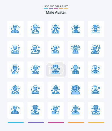 Téléchargez les illustrations : Creative Male Avatar 25 Blue icon pack  Such As boy. avatar. gardener. teacher. master - en licence libre de droit