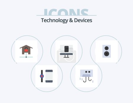 Téléchargez les illustrations : Devices Flat Icon Pack 5 Icon Design. electronics. tv. devices. remote. smart home - en licence libre de droit