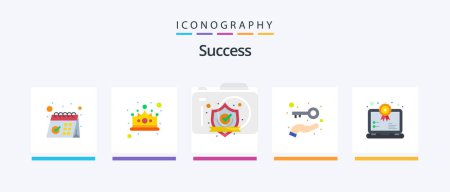 Illustration for Sucess Flat 5 Icon Pack Including award. key. winner. business. protect. Creative Icons Design - Royalty Free Image