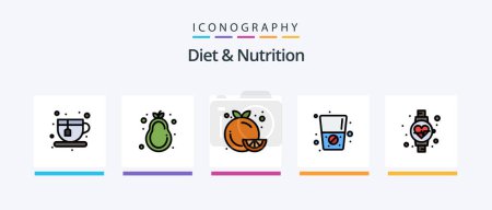 Téléchargez les illustrations : Diet And Nutrition Line Filled 5 Icon Pack Including grain. dish. bottle. box. no. Creative Icons Design - en licence libre de droit