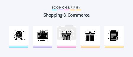 Illustration for Shopping And Commerce Glyph 5 Icon Pack Including favorite document. reward. basket. present. gift box. Creative Icons Design - Royalty Free Image