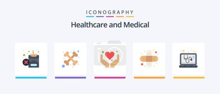 Illustration for Medical Flat 5 Icon Pack Including service. medical. hands. check. bandage. Creative Icons Design - Royalty Free Image