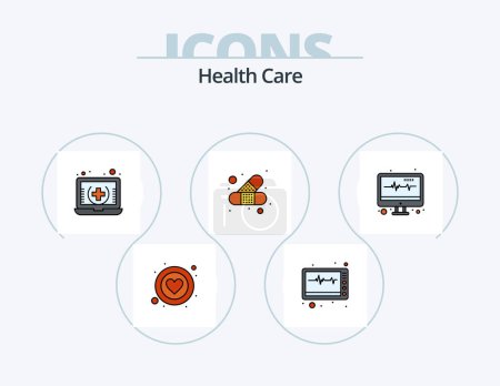 Téléchargez les illustrations : Health Care Line Filled Icon Pack 5 Icon Design. band. ok. male. list. discharge - en licence libre de droit