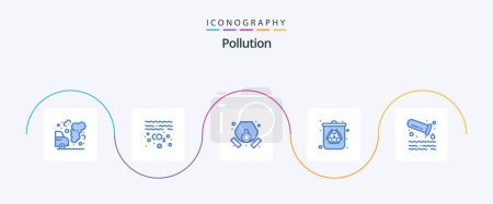 Téléchargez les illustrations : Pollution Blue 5 Icon Pack Including pollution. waste. gas. pollution. bin - en licence libre de droit