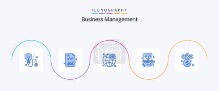 Téléchargez les illustrations : Business Management Blue 5 Icon Pack Including management. jam. finance. hold. diamond - en licence libre de droit