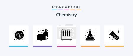 Téléchargez les illustrations : Chemistry Glyph 5 Icon Pack Including tube. science. test. lab. tube. Creative Icons Design - en licence libre de droit