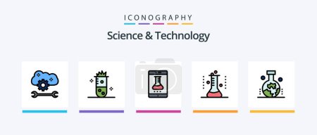 Illustration for Science And Technology Line Filled 5 Icon Pack Including engineering. applied science. lab glassware. scientific research. science lab. Creative Icons Design - Royalty Free Image
