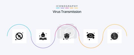 Ilustración de Virus Transmission Glyph 5 Icon Pack Including germs. human eye. epidemic. eye infection. conjunctivitis - Imagen libre de derechos