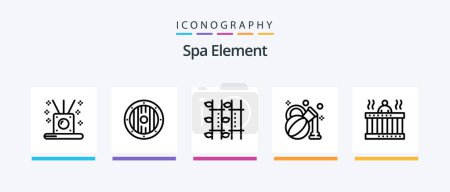 Téléchargez les illustrations : Spa Element Line 5 Icon Pack Including . temperature. spa. mercury. spa. Creative Icons Design - en licence libre de droit