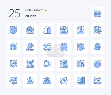 Illustration for Pollution 25 Blue Color icon pack including world. radioactive. gas. nuclear. production - Royalty Free Image