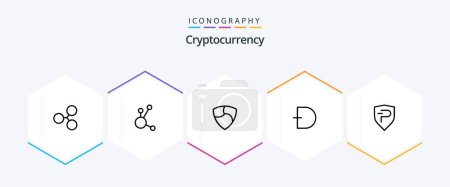 Téléchargez les illustrations : Cryptocurrency 25 Line icon pack including crypto . dogecoin . crypto currency. crypto - en licence libre de droit