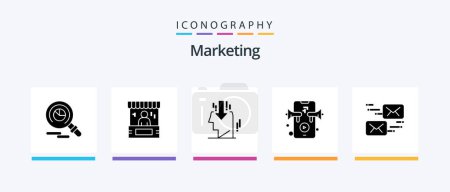 Ilustración de Marketing Glyph 5 Icon Pack Including marketing. email. head. video. marketing. Creative Icons Design - Imagen libre de derechos
