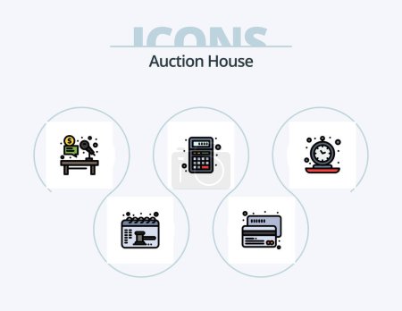 Ilustración de Auction Line Filled Icon Pack 5 Icon Design. money. megaphone. balance. advertising. money - Imagen libre de derechos