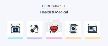 Illustration for Health And Medical Line Filled 5 Icon Pack Including health. lab. dumbbell. test tube. blood. Creative Icons Design - Royalty Free Image
