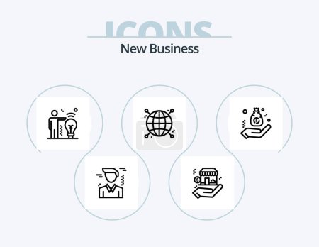 Illustration for New Business Line Icon Pack 5 Icon Design. business. office. people. business. idea - Royalty Free Image