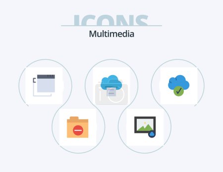 Ilustración de Multimedia Flat Icon Pack 5 Icon Design. . . windows. data. cloud - Imagen libre de derechos