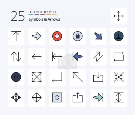 Illustration for Symbols & Arrows 25 Line Filled icon pack including left. upside. arrow. change. download - Royalty Free Image