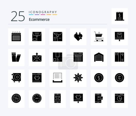 Ilustración de Ecommerce 25 Solid Glyph icon pack including e. commerce. e-commerce. box. commerce - Imagen libre de derechos
