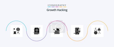 Téléchargez les illustrations : Hacking Glyph 5 Icon Pack Including mobile. encryption. insect. binary code. security - en licence libre de droit