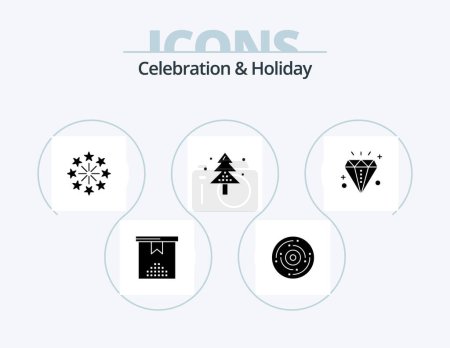 Illustration for Celebration and Holiday Glyph Icon Pack 5 Icon Design. tree. event. new. christmas. independence day - Royalty Free Image