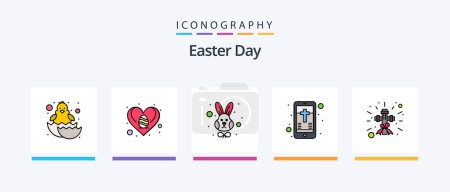 Téléchargez les illustrations : Easter Line Filled 5 Icon Pack Including egg. happy. easter. easter. baby. Creative Icons Design - en licence libre de droit