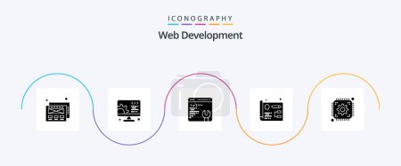 Ilustración de Web Development Glyph 5 Icon Pack Including . web. setting. development. chip - Imagen libre de derechos