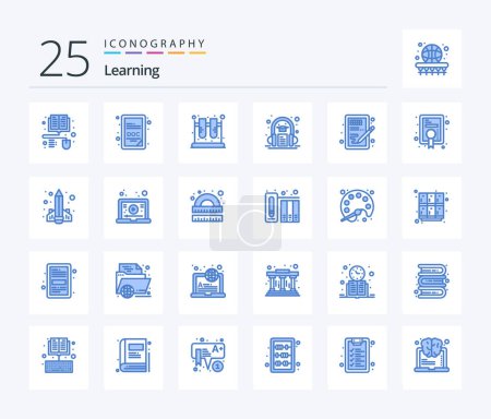 Ilustración de Learning 25 Blue Color icon pack including head. creative. lab. learning. book - Imagen libre de derechos