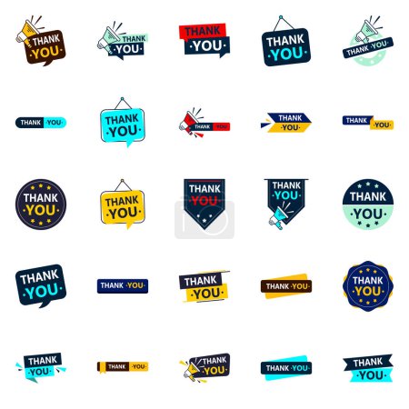 Illustration for 25 Eye catching Vector Icons for Saying Thank You - Royalty Free Image