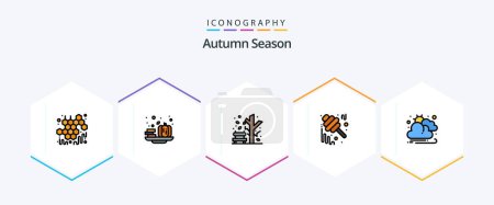 Illustration for Autumn 25 FilledLine icon pack including autumn. jam. autumn. honey. autumn - Royalty Free Image