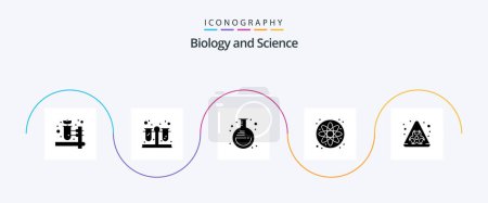 Illustration for Biology Glyph 5 Icon Pack Including . hazard. jar. biological. science - Royalty Free Image