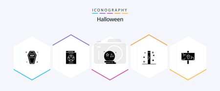 Téléchargez les illustrations : Halloween 25 Glyph icon pack including halloween. celebration. knowledge. scary. moon - en licence libre de droit