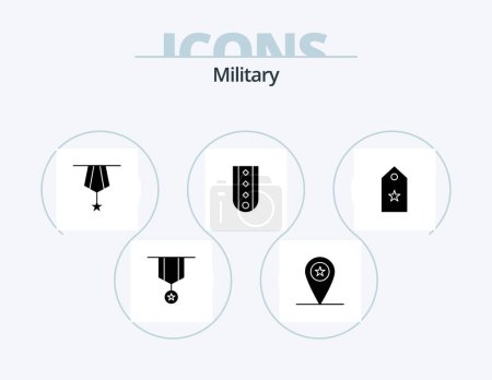 Téléchargez les illustrations : Military Glyph Icon Pack 5 Icon Design. rank. insignia. soldier. diamonds. medal - en licence libre de droit