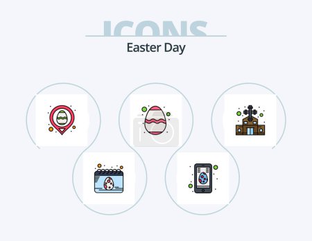 Illustration for Easter Line Filled Icon Pack 5 Icon Design. easter. celebration. easter. egg. decoration - Royalty Free Image