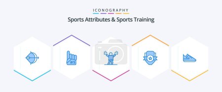 Ilustración de Sports Atributes And Sports Training 25 Blue icon pack including sport. emblem. sport. club. fan - Imagen libre de derechos