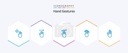 Illustration for Hand Gestures 25 Blue icon pack including multiple tap. gestures. hand. four. right - Royalty Free Image