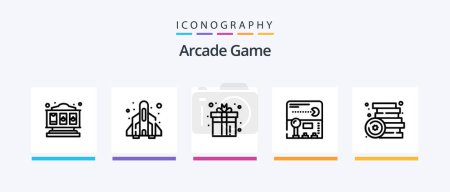 Illustration for Arcade Line 5 Icon Pack Including . play. box. pacman. competition. Creative Icons Design - Royalty Free Image