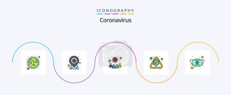 Téléchargez les illustrations : Coronavirus Line Filled Flat 5 Icon Pack Including virus. disease. corona. corona. virus - en licence libre de droit