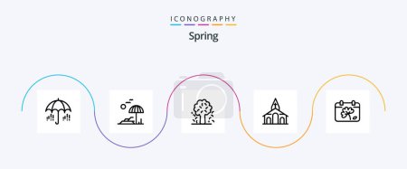 Illustration for Spring Line 5 Icon Pack Including calendar. church. tree. christmas. spring - Royalty Free Image