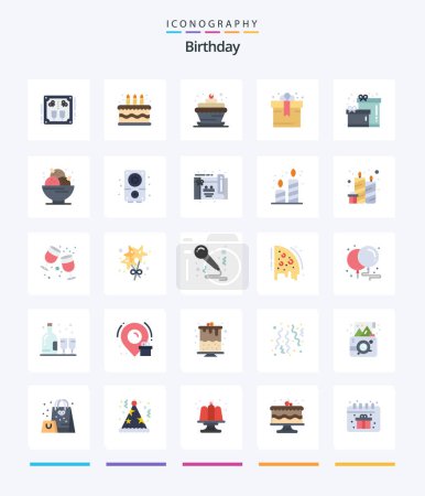 Ilustración de Creative Birthday 25 Flat icon pack  Such As ice cream. birthday. bakery. gift. birthday - Imagen libre de derechos