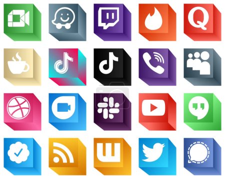 Ilustración de 3D Icons of Top Social Media 20 pack such as rakuten. caffeine. china and douyin icons. Versatile and professional - Imagen libre de derechos