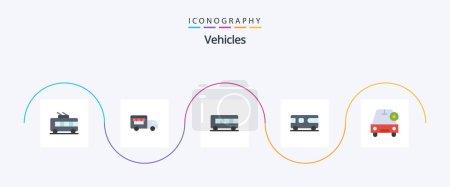 Téléchargez les illustrations : Vehicles Flat 5 Icon Pack Including vehicles. important. transport. car. van - en licence libre de droit