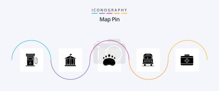 Téléchargez les illustrations : Map Pin Glyph 5 Icon Pack Including . care. clutches. healthcare. camping - en licence libre de droit
