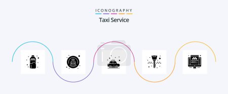 Illustration for Taxi Service Glyph 5 Icon Pack Including website. taxi. taxi. taxi. ignition key - Royalty Free Image