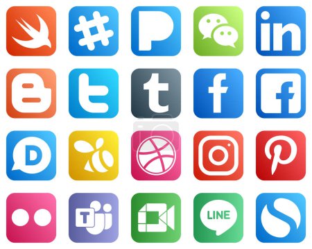 Illustration for 20 Social Media Icons for Every Platform such as dribbble. disqus. blog and facebook icons. High definition and professional - Royalty Free Image