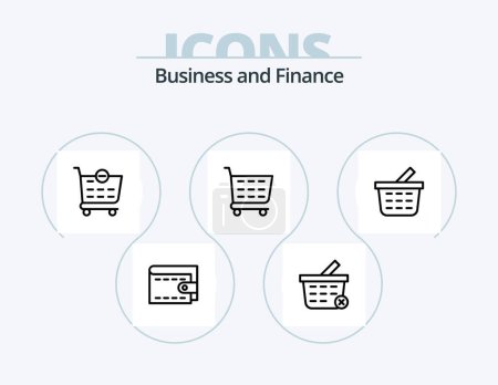 Ilustración de Finance Line Icon Pack 5 Icon Design. . . safe. shopping cart. basket - Imagen libre de derechos