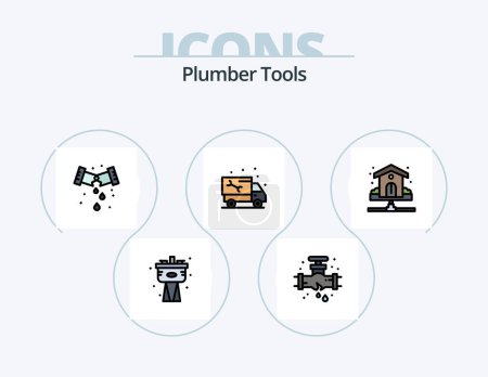 Illustration for Plumber Line Filled Icon Pack 5 Icon Design. system. plumber. system. mechanical. plumbing - Royalty Free Image