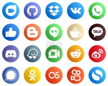 Ilustración de 20 Social Media Icons for Your Marketing such as message. blog and discord icons. Professional and clean - Imagen libre de derechos