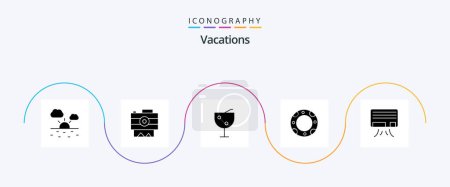 Ilustración de Vacations Glyph 5 Icon Pack Including . life . recording. insurance . juice glass - Imagen libre de derechos