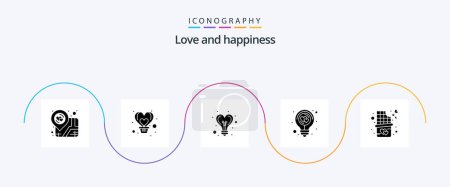 Illustration for Love Glyph 5 Icon Pack Including light. heart. flight. energy. heart - Royalty Free Image